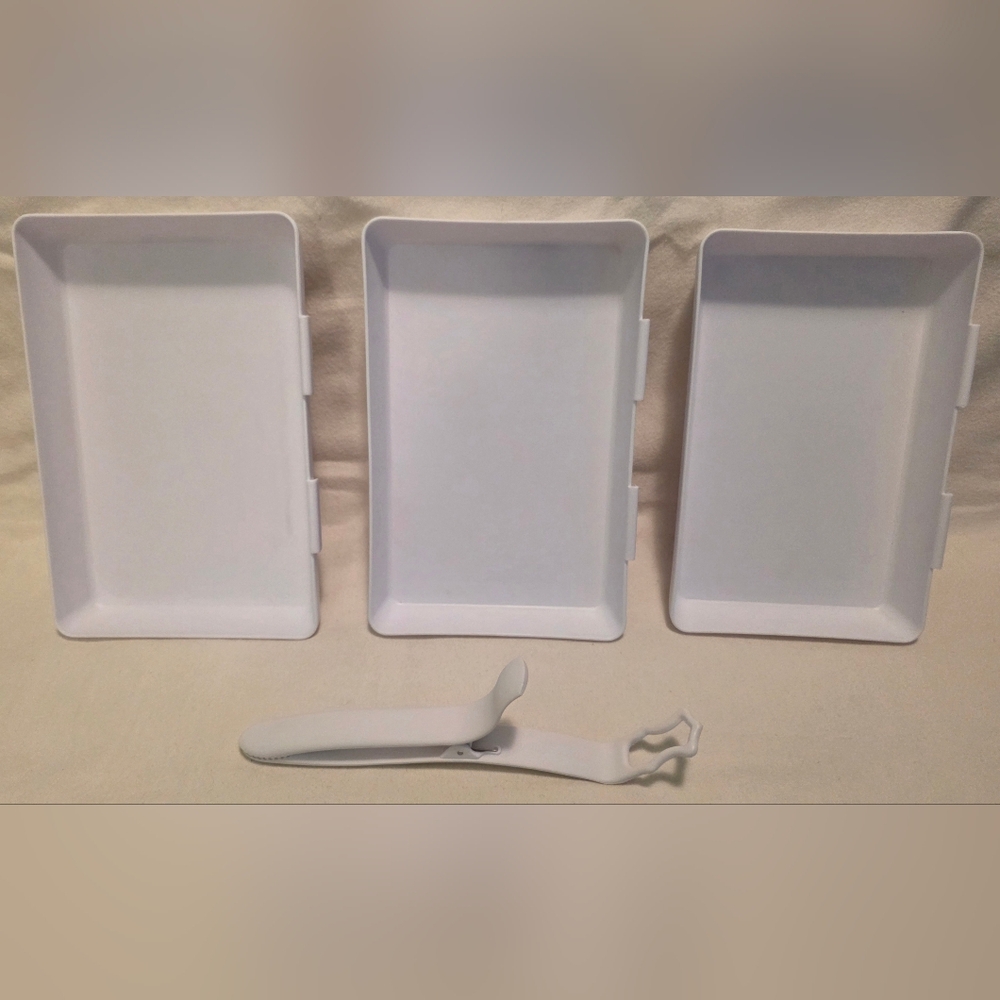 Pampered Chef Coating Trays and Tool Tongs - White - Picture 2 of 6